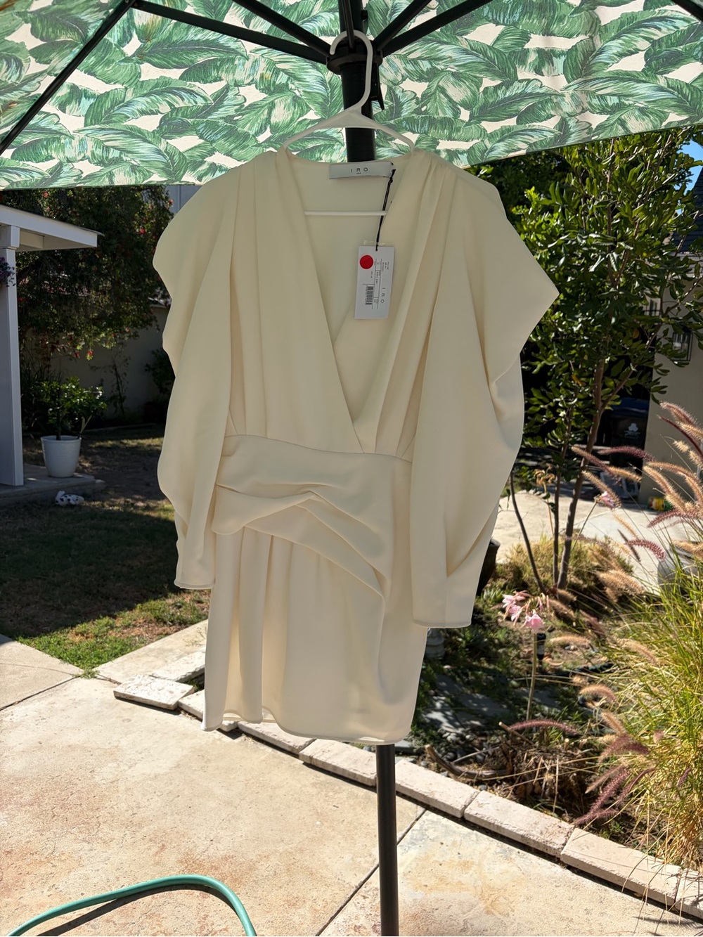 IRO Cream Mini Dress with Draped Waist Detail